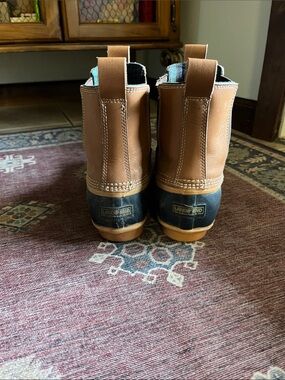 Lands' End Tan and Black Leather Rubber-Soled Duck Boots -8